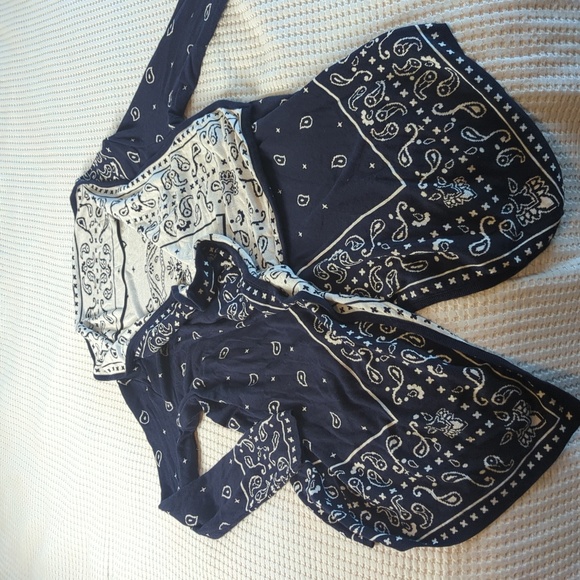 H&M Navy Blue and White Paisley boho Long Duster Cardigan - Picture 4 of 6